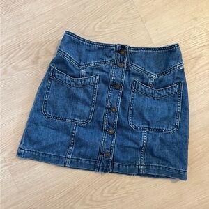 Free People Denim Button-Front Skirt